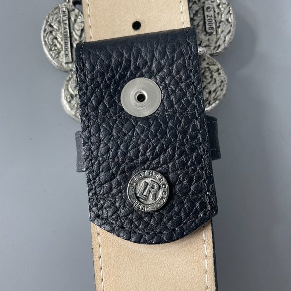 Western Inspired Genuine Leather belt by Leatherock, Oval Brass Buckle main image 2